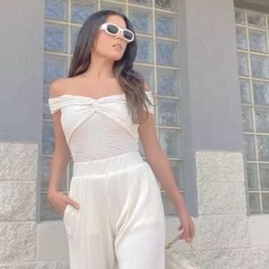 Express - NEW - Twist Bust Creamsheen Off Shoulder Fancy Blouse